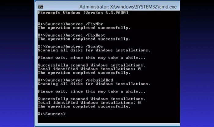 Khôi phục lại toàn bộ Boot Configuration Data