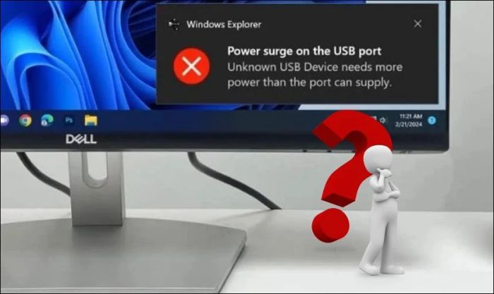 Lỗi Power surge trên cổng USB thường gặp khi kết nối thiết bị USB với máy tính.