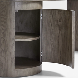 the inside of the side featuring two shelves for storage