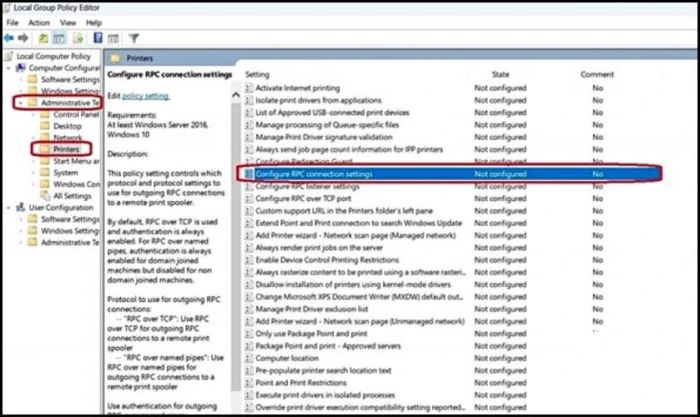 Cấu hình lại máy in trên Regedit