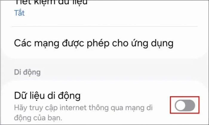 Tắt tính năng dữ liệu di động khi không sử dụng