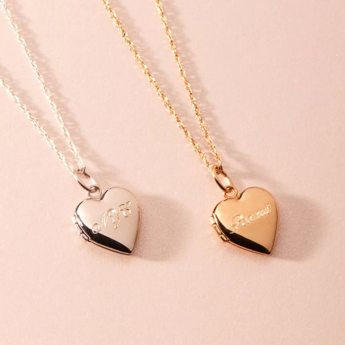 Two heart-shaped lockets, perfect for a sentimental gift.