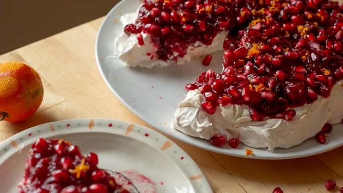 Create an eye-catching cranberry and pomegranate pavlova