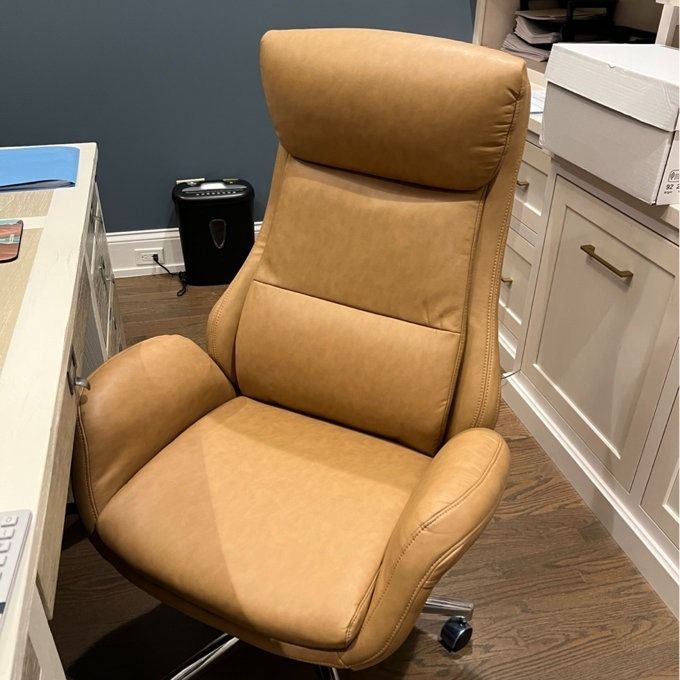 The desk chair in a stylish camel color