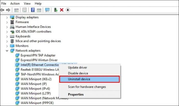 Cài đặt lại Driver Ethernet
