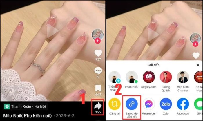Sao chép liên kết video TikTok cần tải về