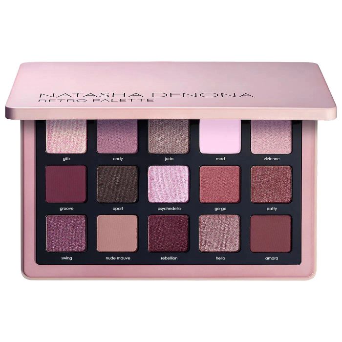 A close-up of the retro palette by Natasha Denona, showcasing its bold and beautiful colors.