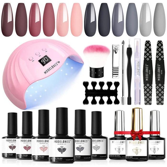 A complete gel nail kit with everything needed for a professional-quality manicure at home.