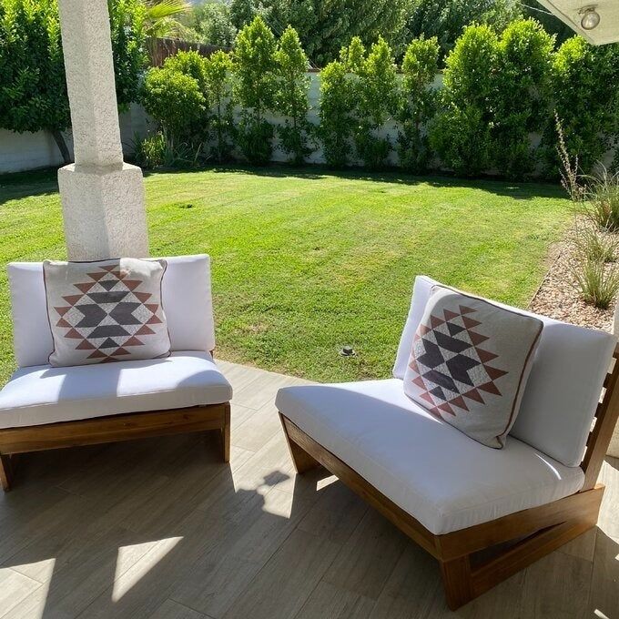 A reviewer’s patio showcasing the modern patio chairs