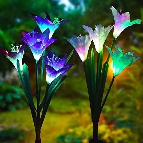 A collection of glowing light-up flowers lighting the way.