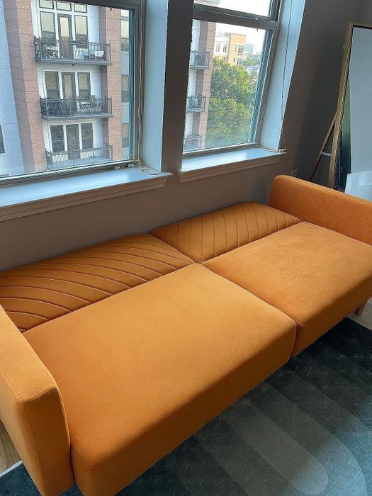 another reviewer's orange futon in its lowered position