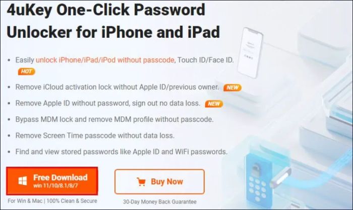 Dùng công cụ Unlocker Tenorshare 4uKey để mở iPhone