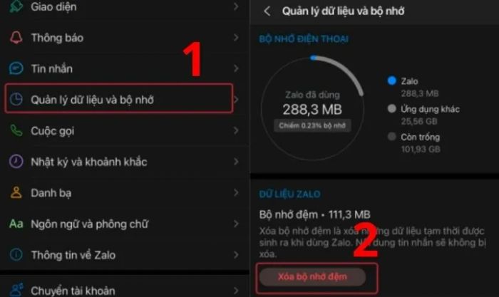 Các bước thực hiện để xóa bộ nhớ tạm thời và khắc phục lỗi Zalo