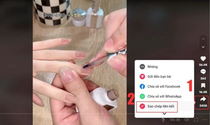 Sao chép liên kết video TikTok cần tải về để xoá logo