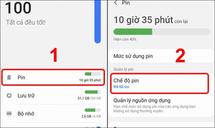 Sử dụng các tính năng tiết kiệm pin để kéo dài thời gian sử dụng thiết bị.