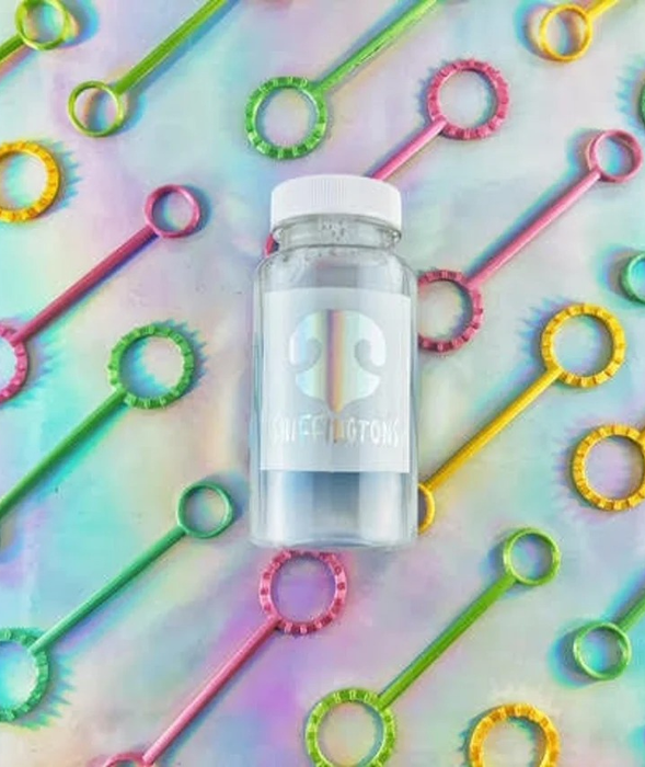 A jar of flavored bubbles