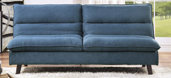 the blue sofa in its upright form