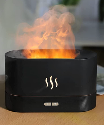 Close-up view of the faux flames coming from the humidifier
