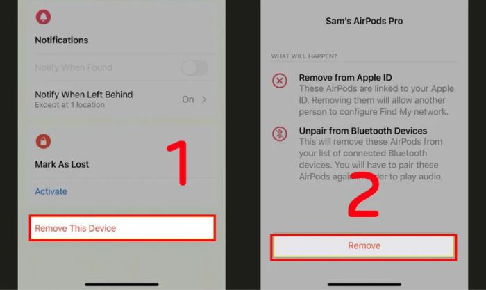 Ngắt kết nối AirPods khỏi các thiết bị và thực hiện kết nối lại