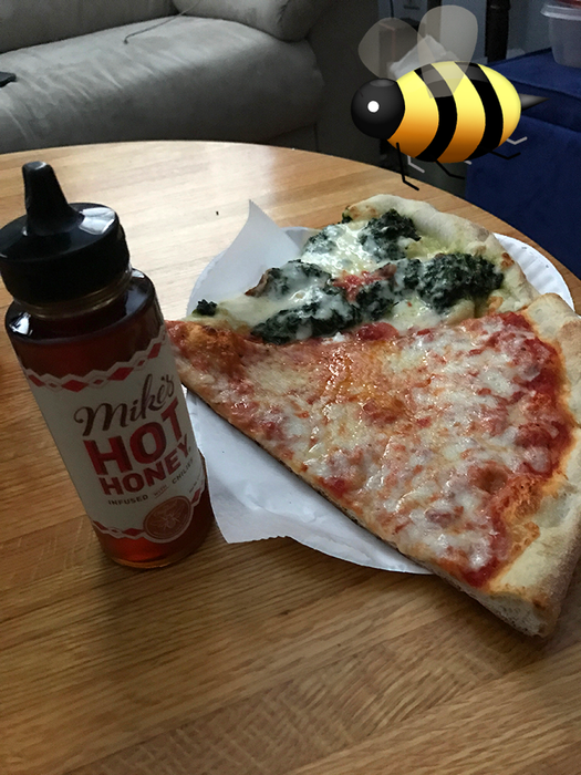 pizza topped with the honey
