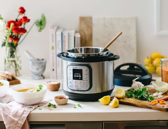 The Instant Pot with the lid removed