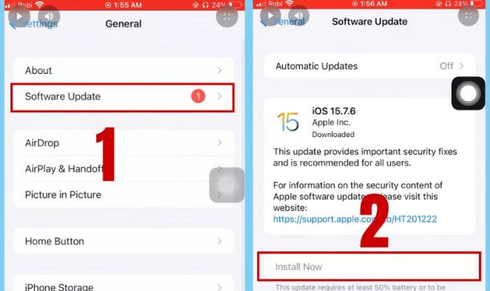 Cập nhật phiên bản iOS mới nhất