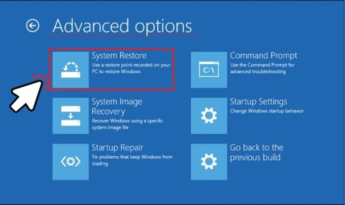 Chọn System Restore