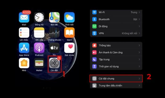 Vào ứng dụng Cài đặt, chọn mục Cài đặt chung.
