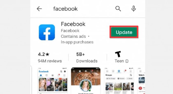 Đảm bảo rằng bạn đang sử dụng phiên bản Facebook mới nhất