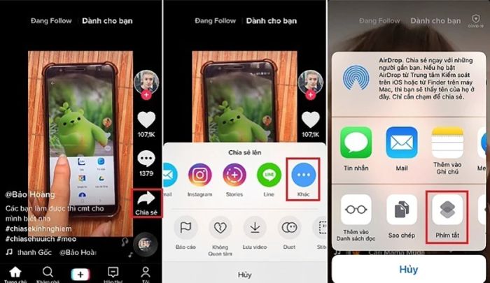 Bước 4: Chọn Shortcuts. - tải video TikTok không có watermark