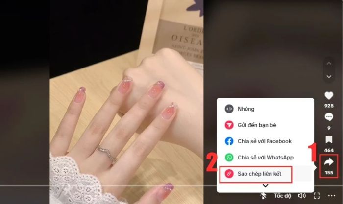Nhấn sao chép liên kết video TikTok cần tải xuống