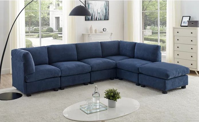 A spacious six-piece sectional sofa, designed to enhance comfort and style in any home.