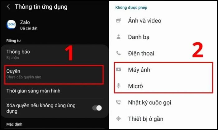 Cách kiểm tra quyền truy cập micro, camera của Zalo trên Android