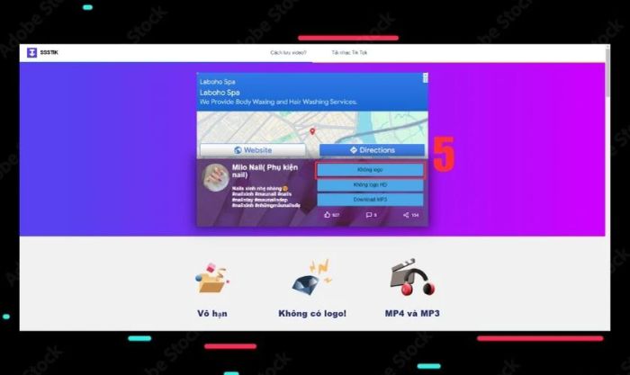 Nhấn chọn 'Không logo' để tải video TikTok không có logo về thiết bị của bạn.
