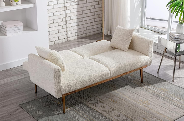 the couch in the bed position