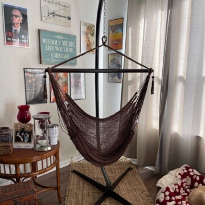 A reviewer’s image of the chair hammock in their home