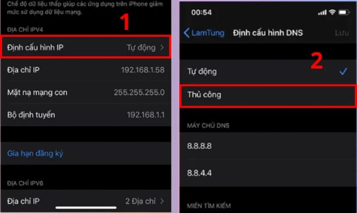 Chọn Định cấu hình IP và chọn Thủ công