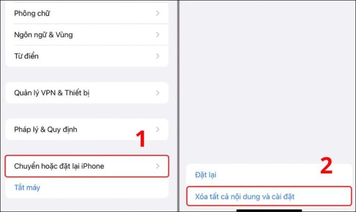 Khôi phục lại cài đặt gốc của điện thoại iPhone