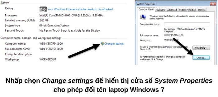 Phương pháp thay đổi tên thiết bị trong mục System Properties