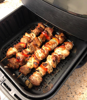 Kebabs cooked to perfection in the air fryer basket