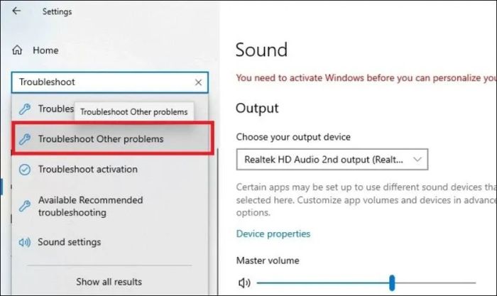 Chọn vào Troubleshooters Other Problems