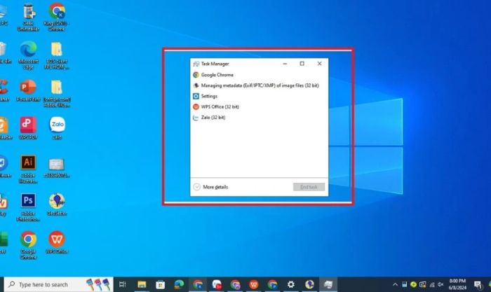 Tìm danh sách các ứng dụng đang sử dụng camera trong mục Processes