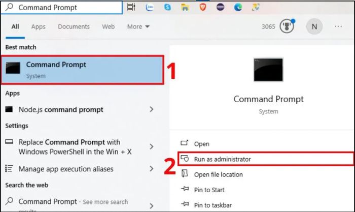 Mở Command Prompt