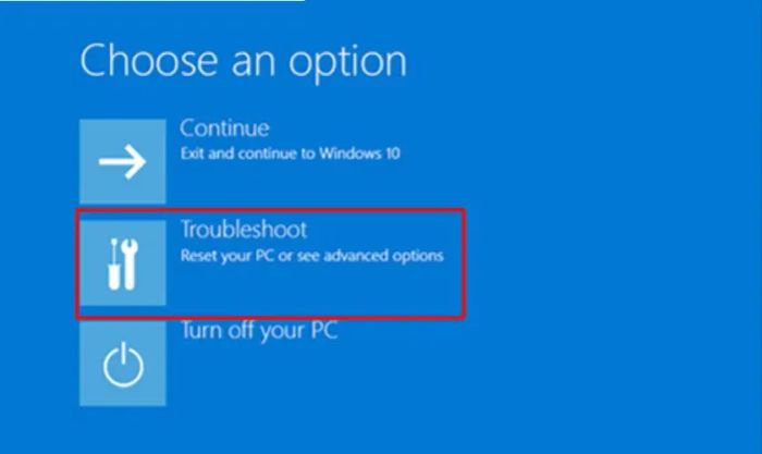 Chọn mục Troubleshoot