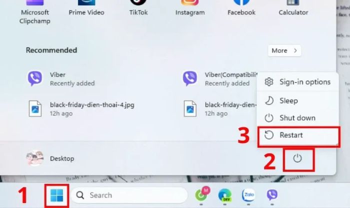 Khởi động lại điện thoại khi gặp sự cố với Viber