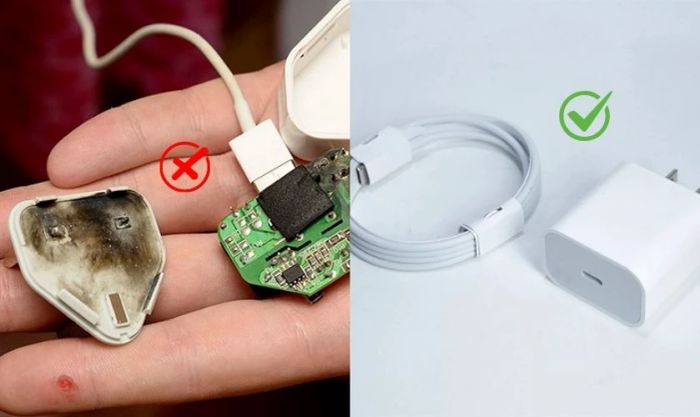 Hãy sử dụng cục sạc và pin chính hãng mỗi khi cần thiết