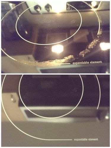Another burner on the same reviewer's stove, where burnt-on food was completely removed with the cleaner