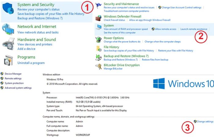 Hướng dẫn các bước đổi tên máy tính Windows 10 trong Control Panel