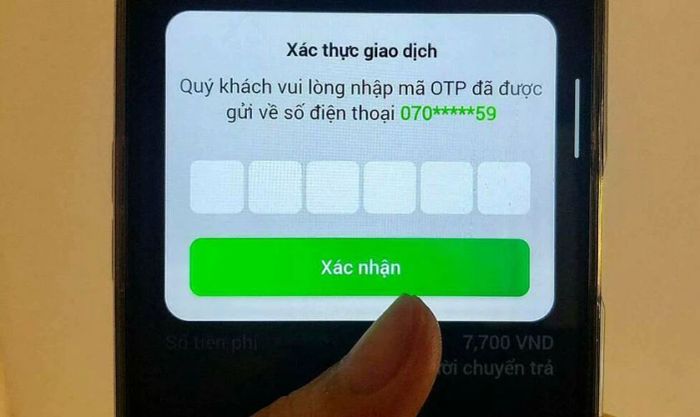 Cách nhận mã OTP khi thực hiện giao dịch