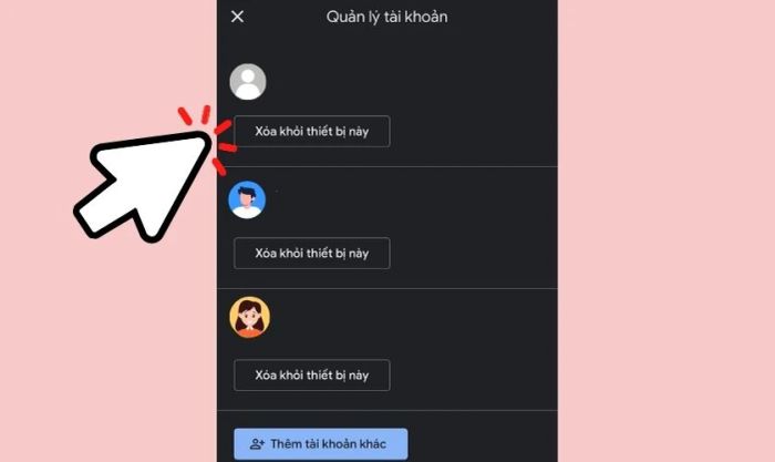 Xóa tài khoản Google khỏi thiết bị này